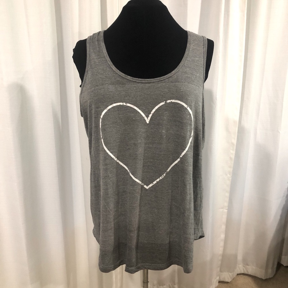Gray tank top with white heart